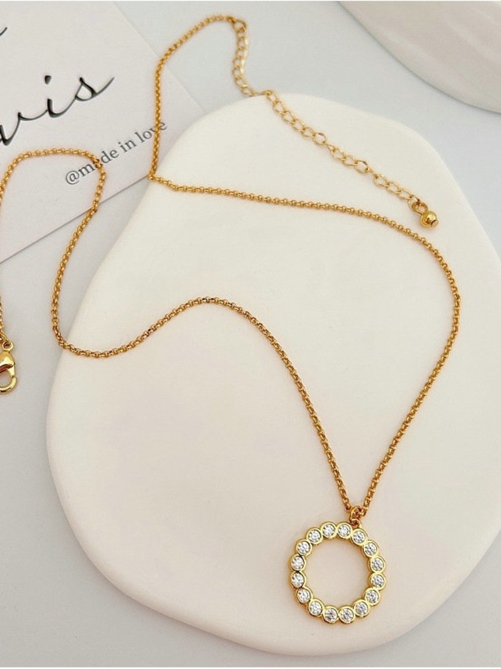 kate spade Gold Crystal Circle Pendant Necklace
